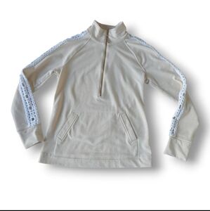 Lilly Pulitzer Skipper Pullover Top Size XS Open Knit Sleeve Heathered Sand Dune